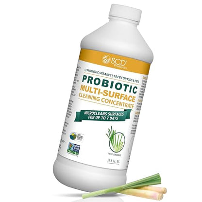 Probiotic Multi-Surface Cleaning Concentrate, Lemongrass – USDA Certified Biobased, Microcleans Surfaces for Up to 7 Days, Refill Bottle Makes 2 Gal Probiotic Spray Cleaner – 17 Fl Oz. - size: 16.9 Fl Oz (Pack of 1)
