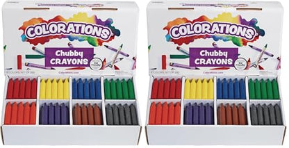 Colorations Chubby Crayons for Kids, 200 Count - Rainbow - Classroom Supplies - 2.68" L by .56" Dia Each - Toddlers, Bulk, Washable, Non-Toxic, Jumbo (Pack of 2) - size: 200 Count (Pack of 2), style: Chubby Crayons - 200ct