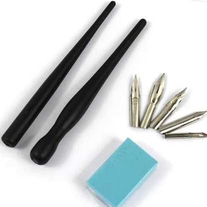Dip Pen Pens for Drawing with 2 Manga Nib Holder and 5 Dip Nibs | Cartoon Comic Dip Pen Set, Drawing Comic Pen Nib With Drawing Eraser
