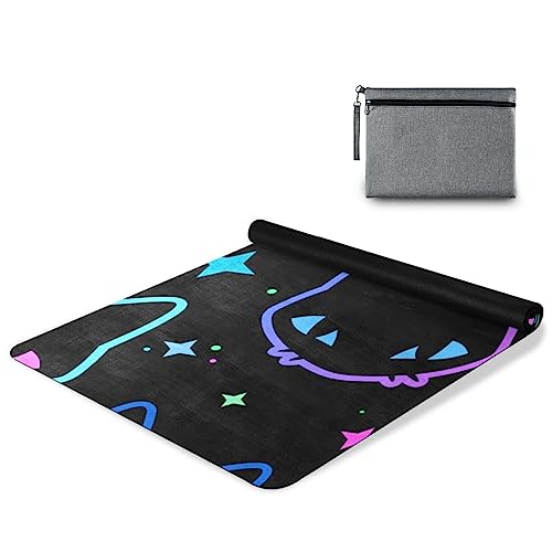 Cute Chubby Frog Yoga Mat, 71 x 26 Inch Non-slip Yoga Mats Folding Travel Exercise Mat Indoor Outdoor Gym Pilates with Storage Bag for Women Men - color: A04