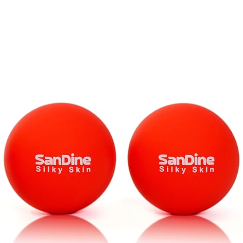 Lacrosse Massage Balls for Deep Tissue Massage - Release Tension Relieve Muscle Soreness Improve Flexibility - Ideal for Myofascial Release Trigger Point Therapy - 2Pack Yoga Balls by Sandine (Red) - color: Red