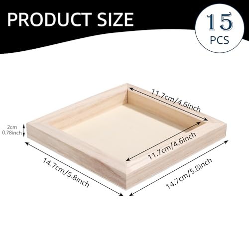 ABuff 15 Pack Wood Panels 6x6 Inch 3/4’’ Deep Wood Panel Boards | Unfinished Wood Canvas Boards for Painting, Square Wooden Panels for Painting Crafts, Pouring, Arts Use with Oils, Acrylics