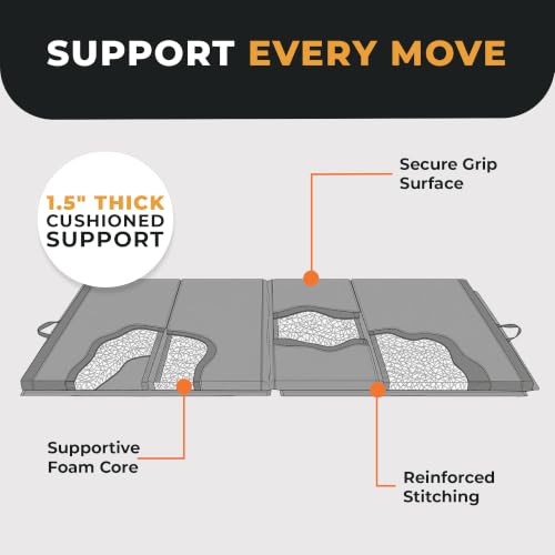 BalanceFrom 6x2 Feet 3-Panel Folding Gymnastics Mat – 1.5-Inch Thick Pad with Vinyl Surface and Carrying Handles for Tumbling, Yoga, Pilates, Home Workouts, and Martial Arts - color: Multi-Color