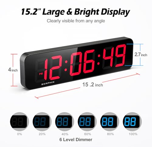 15.2" Gym Timer, App & Remote Control, Customizable LED Colors, Gym Clock