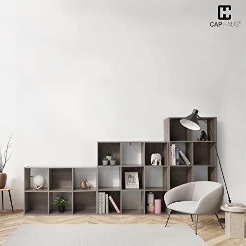 CAPHAUS Sturdy Room 11-Inch Cube Storage Organizer Shelf, with Thick Exterior Edge, Storage Shelf Divider w/Back, Bookcase, 8-Cube, Rustic Grey Oak - color: Rustic Grey Oak, size: 8 Cube