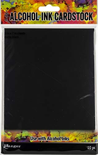 Tim Holtz Alcohol Ink Cardstock 5"X7" 10/Pkg-Black Matte