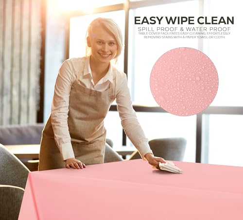 Utopia Kitchen Plastic Table Cloth Disposable [Pink, 6 Pack] | Rectangle Tablecloth Waterproof Stain Resistant Party Table Cover - color: Pink, size: 54X108 Inch - 6PC