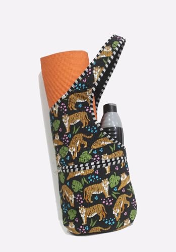 INDIAN CRAFT CASTLE Yoga Mat Bag | Tote Mat Bag | Sling Yoga Tote w/Large Side Pocket & Zipper Pocket | Yoga Mat Carrier Fits Most Size Mats - color: Black Panther