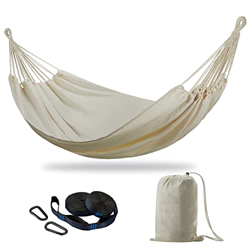 Brazilian Double Hammock with Tree Straps, Extra Large, 450 lbs Capacity - color: Natural White, size: X-Large