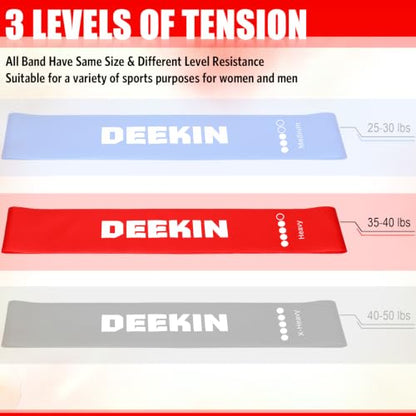 Deekin Resistance Bands Resistance Loop Exercise Bands Exercise Equipment Elastic Ring for Women and Men Home Fitness, Gym, Yoga - color: Red, size: 30 Lbs