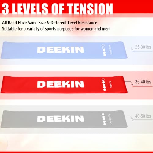 Deekin Resistance Bands Resistance Loop Exercise Bands Exercise Equipment Elastic Ring for Women and Men Home Fitness, Gym, Yoga - color: Red, size: 30 Lbs