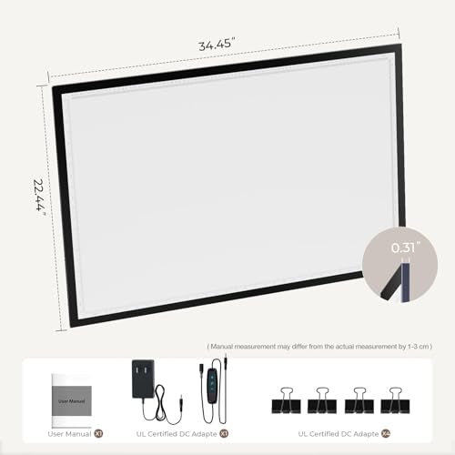 A1 Light Pad,LED Light Board for Diamond Painting,Tracing&Drawing | 7000 Lux Bright Light,10 Brightness Levels,Independent Anti-Touch Controller,Ultra Thin Design,USB-C Connection - size: A1-3color