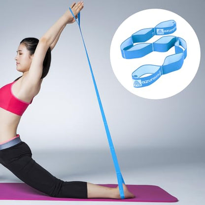 A AZURELIFE Elastic Yoga Stretching Strap, Multi-Loop Stretch Strap for Physical Therapy, Pilates, Yoga, Dance & Gymnastics Exercise and Flexible Pilates Stretch Band - color: Elastic-Blue