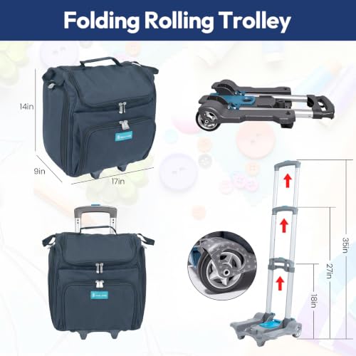 Handy Sandy Crafter’s Tote Bag Organizer, Storage Bag for Craft Supply, and Scrapbooking Carrier w/Handle and Wheels - color: Black