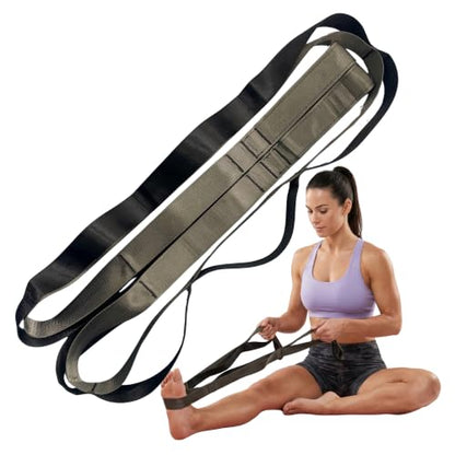 Stretching Strap with 12 Loops-Non-Elastic Physical Therapy with Carry Bag