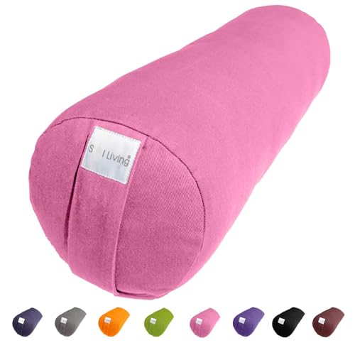 Pranayama Yoga Bolster Meditation Pillow - color: Pink, size: Cylindrical 26" x 8"