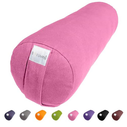 Pranayama Yoga Bolster Meditation Pillow - color: Pink, size: Cylindrical 26" x 8"