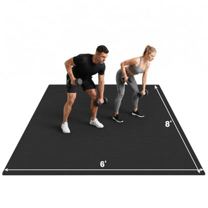THAILE Large Exercise Mat, 7'x5'/6'x4'/8'x6'/10'x6', 8mm PVC Workout Mat - size: 8x6