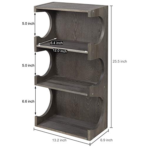 MyGift Yoga Mat Holder with Shelf, Wall Mounted 3 Tier Foam Roller Exercise Mat Storage Rack, Gray Wood Wall Organizer for Home Gym
