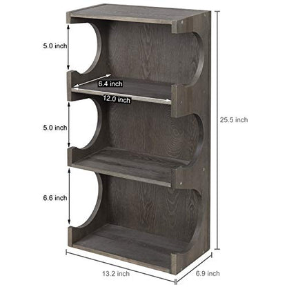 MyGift Yoga Mat Holder with Shelf, Wall Mounted 3 Tier Foam Roller Exercise Mat Storage Rack, Gray Wood Wall Organizer for Home Gym