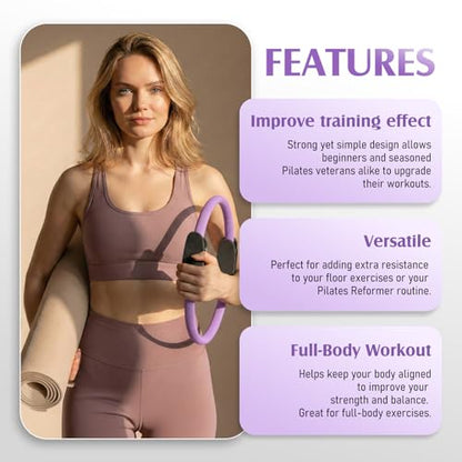 JKSHMYT Pilates Ring, 14.5 inch Magic Circle Pilates Equipment | 30 lb Resistance Home Pilates Ring, Durable Foam Padded Handles, Essentials Pilates Equipment for Beginners and Women - color: Purple, size: Pilates Ring