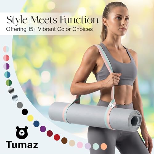 Tumaz Yoga Mat Strap Adjustable Carrier for All Yoga Mats, 2 Sizes - color: 03. Blue Match, size: 64 IN
