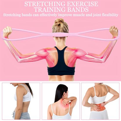 Figure 8 Fitness Resistance Band,Elastic Bands for Leg,Glute,Arm,Back Training Elastic Rope,Workout Chest/Shoulder Stretch Band,Home Gym Exercise Equipment for Yoga,Pilates,Stretching,Physical Therapy