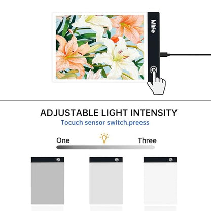 Mlife A5 Diamond Art Painting Light Board-Drawing Copy Board Light Box For Tracing, LED Light Table For Diamond Art Painting,USB Powered Ultra-Thin Light Pad For Sketching, Animation,Embroidery,Tattoo - style: A5