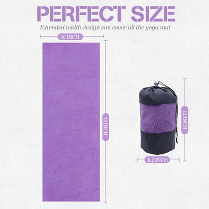 Kolti Hot Yoga Towel Non-Slip Yoga Mat with Grip Dot Towel Ultra-Absorbent Microfiber Towel for Hot Yoga, Pilates, Bikram and Workout Gear 24"x 72"