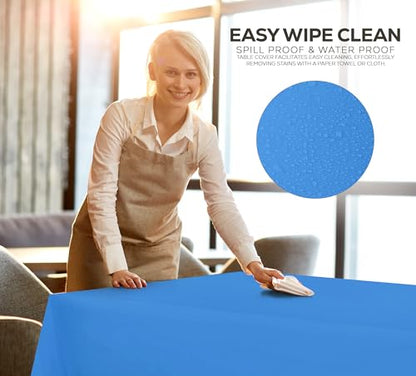 Utopia Kitchen Plastic Table Cloth Disposable [Blue, 6 Pack] | Rectangle Tablecloth Waterproof Stain Resistant Party Table Cover - color: Blue, size: 54X108 Inch - 6PC