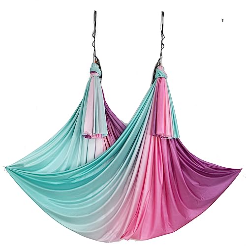 Aerial Yoga Hammock Aerial Pilates Silk Yoga Swing Set Inversion Equipment include daisy Chain, Pose Guide 5.5 yards - color: Fabric only -Fairy