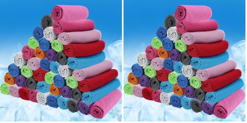 BBTO 100 Pack Cooling Towel Bulk - color: Multicolor, size: 32 x 12 Inch (Pack of 2)