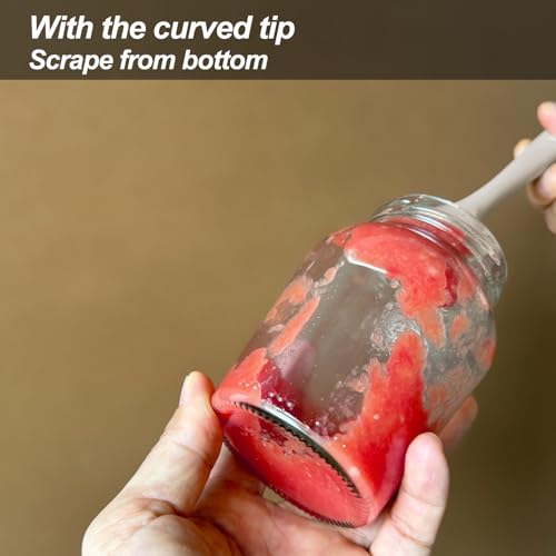 Mini Silicone Spatula, 8" Curved Small Spatula with Shallow Bowl, Khaki,4Pc | Seamless Jar Scraper for Cooking Baking, Wet Pet Food Spoon Spatula, Rubber Jar Scraper, BPA-Free,Dishwasher Safe - color: Khaki