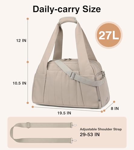 Marvolia Gym Bag for Women with Yoga Mat Holder, Khaki - color: Khaki