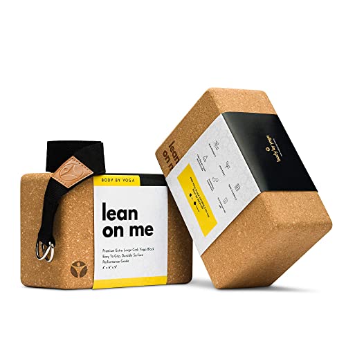 Cork Yoga Blocks 2 Pack – Premium Cork Grain, Highly Stable, Chip Resistant - color: Lean On Me