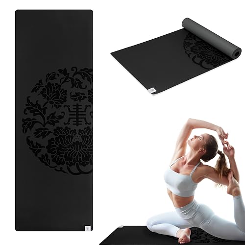 Gaiam Dry-Grip Yoga Mat, Non-Slip, Hot Yoga - color: Black (XL)