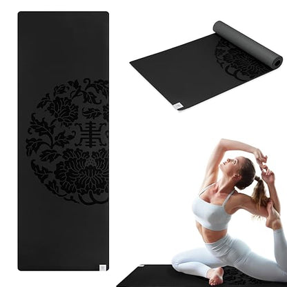 Gaiam Dry-Grip Yoga Mat, Non-Slip, Hot Yoga - color: Black (XL)