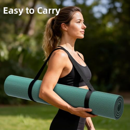 HAHE Extra Wide Yoga Mat, 72"x40"x0.4"Thick, Large Exercise Mats - color: Peacock Green