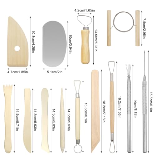 13 Pcs Wooden Clay Tools, Sculpting Tools, Clay Sculpting Tools, Ceramic Tools, Clay Modeling Kit Ceramics Trimming Tools Dotting Tool Molding Clay Accessories Miniature Clay Cutters for Beginner