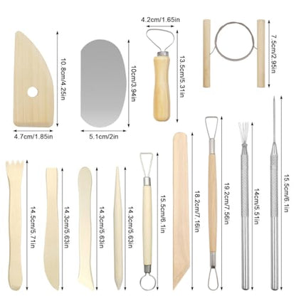 13 Pcs Wooden Clay Tools, Sculpting Tools, Clay Sculpting Tools, Ceramic Tools, Clay Modeling Kit Ceramics Trimming Tools Dotting Tool Molding Clay Accessories Miniature Clay Cutters for Beginner