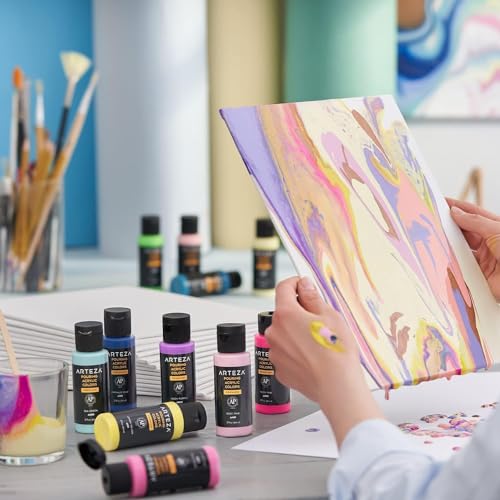 Arteza Paint Canvases for Painting, Pack of 14, 8 x 8 Inches, Square Blank Art Canvas Boards, 100% Cotton, 8 oz Gesso-Primed, Art Supplies for Adults and Teens, for Acrylic Pouring and Oil Painting - size: 8"x8"