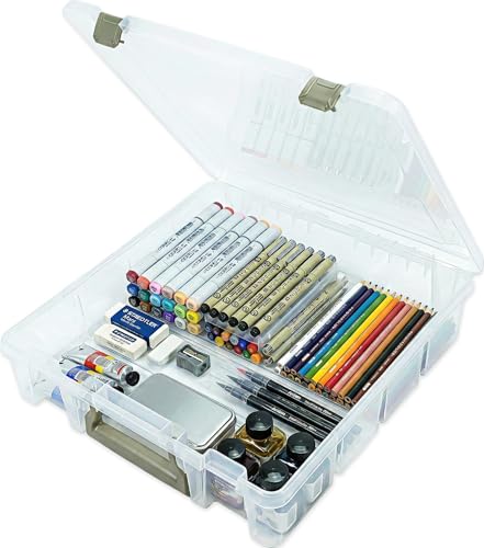 ArtBin Super Satchel 1 Compartment Box Clear Craft Organizer Storage Case - color: Clear & Gold