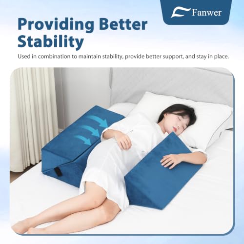Fanwer Positioning Wedge Pillow for Side Sleeping (3 in 1),23.6",Lake Blue - color: Lake Blue, size: 23.6in