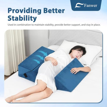 Fanwer Positioning Wedge Pillow for Side Sleeping (3 in 1),23.6",Lake Blue - color: Lake Blue, size: 23.6in