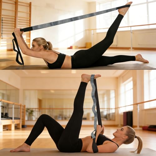 Stretching Strap with 12 Loops-Non-Elastic Physical Therapy with Carry Bag