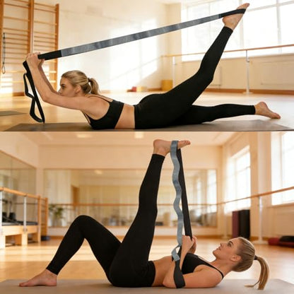 Stretching Strap with 12 Loops-Non-Elastic Physical Therapy with Carry Bag