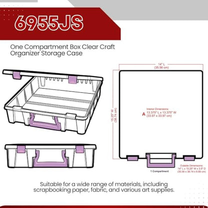 ArtBin Essentials 12 x 12 One-Compartment Craft Box, Clear | One Open Compartment, 15.25 x 14 x 3.5 Inches, Secure Latches, Stackable, Durable Polypropylene - color: Purple, size: 1 Pack