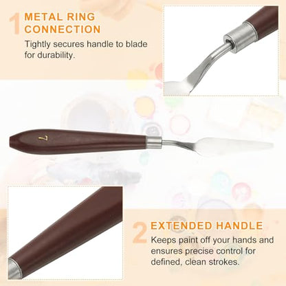 HARFINGTON 5pcs Palette Knife Painting Tool 2.2" x 0.59" Stainless Steel Art Spatula Pallet Knives Scrapers Tools with Plastic Handle for Acrylic Oil Canvas Mixing Spreading, Red/Silver - size: 2.2" x 0.59"