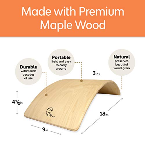 HSP Upper Back Bolster Wooden Pillow | Back Bend Stretcher for Spinal Health, Pain Relief and Posture Correction, Maple Wood Lumbar Support for Upper and Lower Back