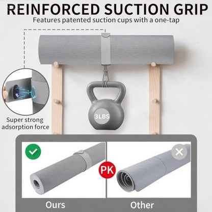 Yoga Mat Strap Carrier with Storage – Adjustable Velcro Tie Straps for Easy Carrying & Secure Holding – Universal Fit for All Mats (Classical Grey)